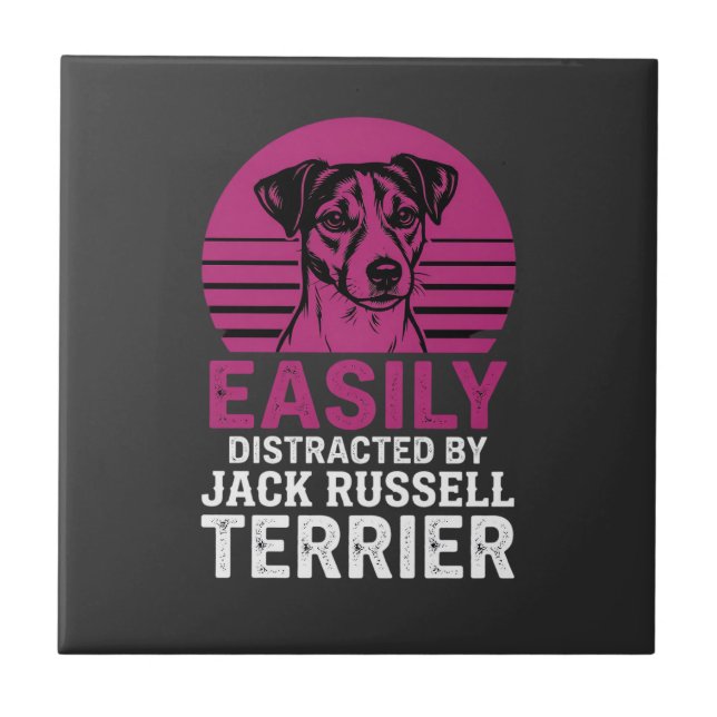 Easily Distracted By Jack Russell Terrier Tile (Front)