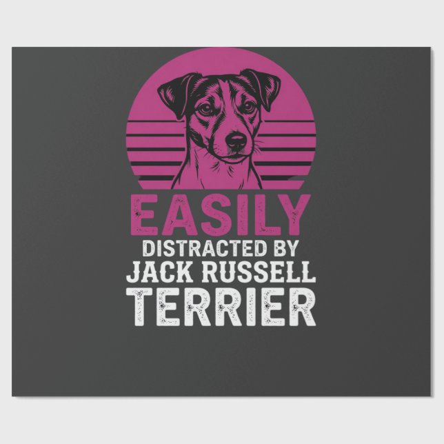 Easily Distracted By Jack Russell Terrier Wrapping Paper (Flat)