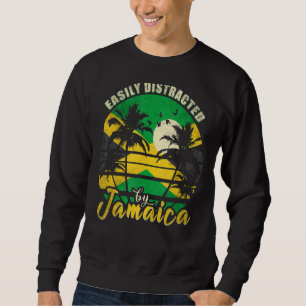Easily Distracted By Jamaica Retro Jamaican Sweatshirt
