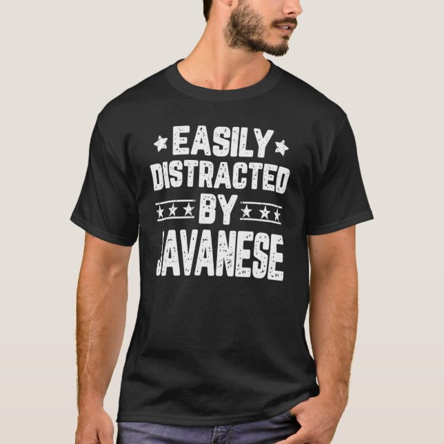 Easily Distracted By Javanese Cat   Cat T-Shirt (Front)
