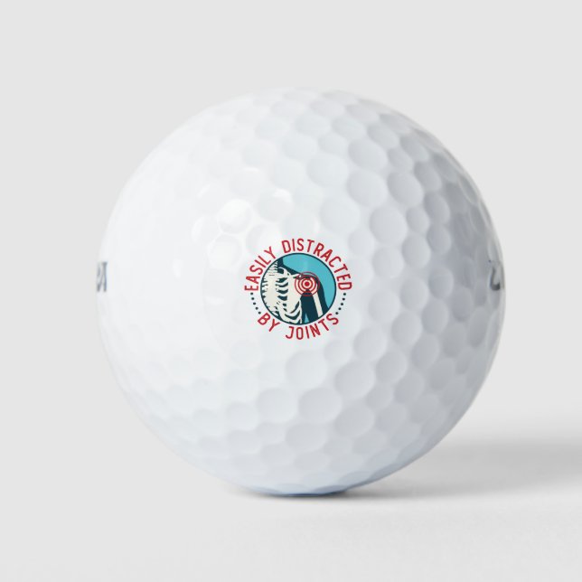 Easily Distracted by Joints Funny Chiropractor Golf Balls (Front)