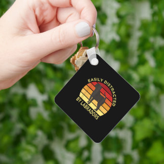 Easily Distracted By Labradors Vintage Funny Dog L Key Ring