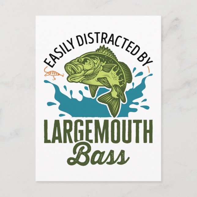 Easily Distracted by Large Mouth Bass Largemouth Postcard (Front)