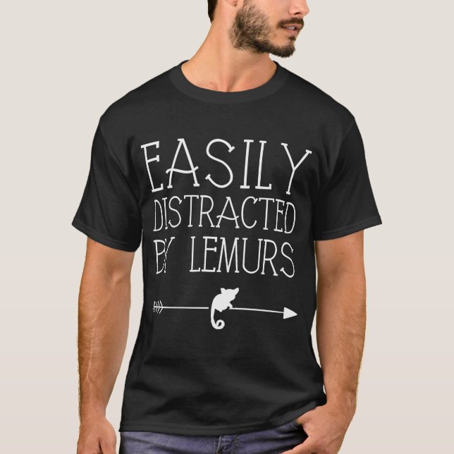 Easily Distracted By Lemurs For Girl Women Primate T-Shirt (Front)