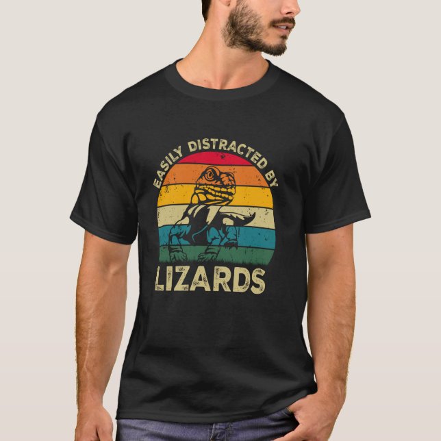 Easily Distracted By Lizards, Funny Cute Lizard Lo T-Shirt (Front)