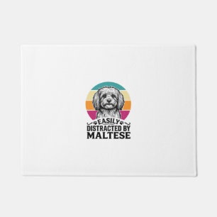 Easily Distracted By Maltese Vintage Dog Design_1 Doormat