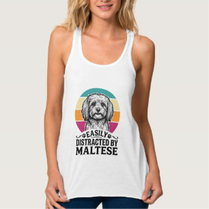 Easily Distracted By Maltese Vintage Dog Design_1 Singlet