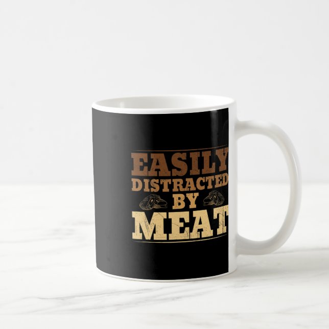 Easily Distracted By Meat Funny Bbq  Coffee Mug (Right)