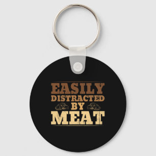 Easily Distracted By Meat Funny Bbq  Key Ring