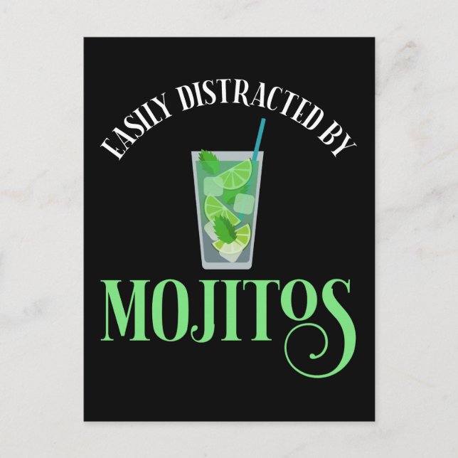 Easily Distracted By Mojitos Postcard (Front)