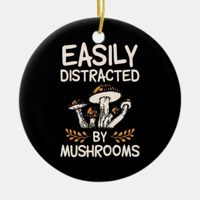 Easily Distracted By Mushroom Ceramic Tree Decoration (Front)