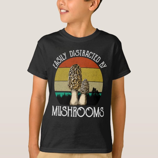 Easily Distracted By Mushrooms (Morel) T-Shirt (Front)