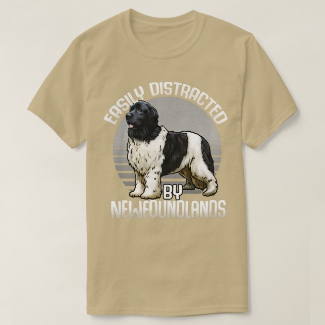 Easily Distracted By Newfoundlands T-Shirt (Design Front)