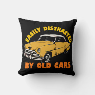 Easily Distracted By Old Cars Cushion