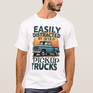 Easily Distracted by Old Pickup Trucks – Retro Sun T-Shirt