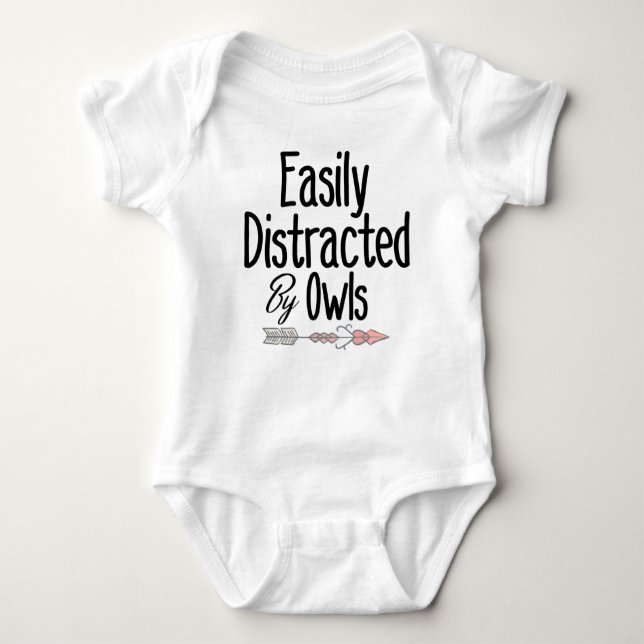easily distracted by owls baby bodysuit (Front)