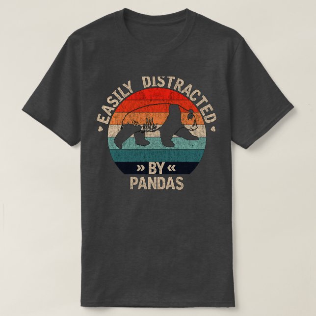 Easily Distracted By Pandas T-Shirt (Design Front)