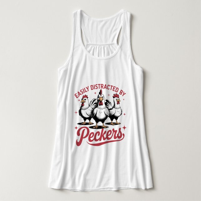 Easily Distracted by Peckers  Singlet (Design Front)