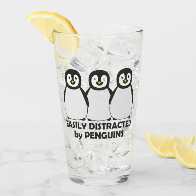 Easily Distracted by Penguins Glass (Front Ice)