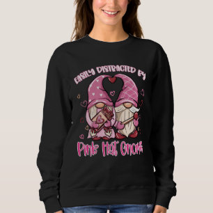Easily Distracted by Pink Hat Gnomes Gardening Gno Sweatshirt