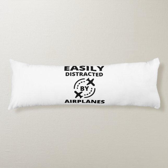 Easily distracted by planes funny pilot aeroplane body cushion (Front)