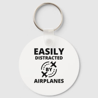 Easily distracted by planes funny pilot aviator key ring