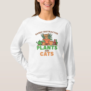 Easily Distracted By Plants And Cats Sweet Cat T-Shirt