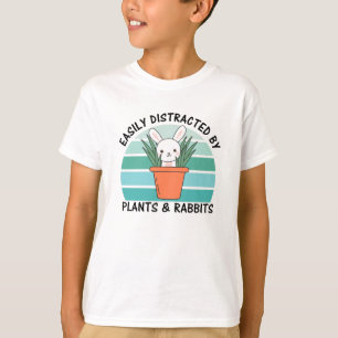 Easily Distracted By Plants And Rabbits Cute T-Shirt