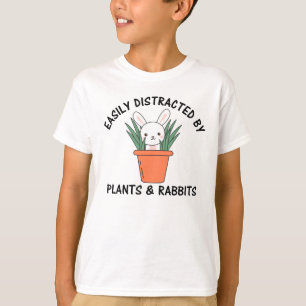 Easily Distracted By Plants And Rabbits Cute T-Shirt
