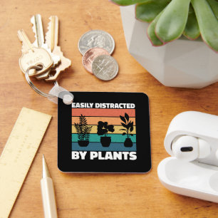 Easily Distracted By Plants Gardening Lovers Funny Key Ring