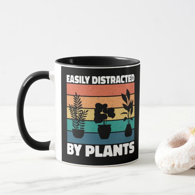 Easily Distracted By Plants Gardening Lovers Funny Mug (With Donut)