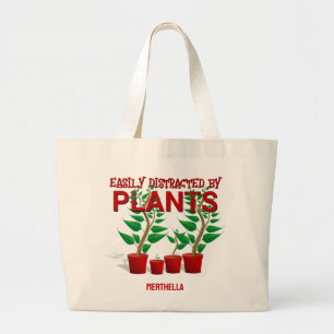 EASILY DISTRACTED BY PLANTS Unisex Large Tote Bag
