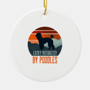 Easily Distracted By Poodles Dog Walking Ceramic Tree Decoration