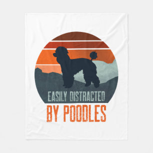 Easily Distracted By Poodles Dog Walking Fleece Blanket