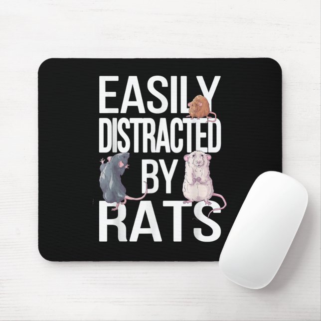 Easily Distracted By Rats Rat Mum Rat Dad Funny Ra Mouse Pad (With Mouse)