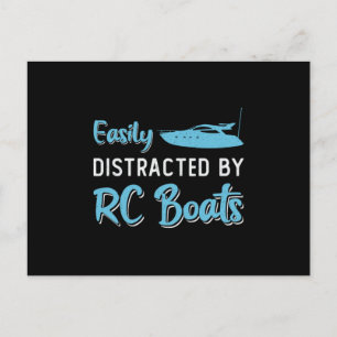 Easily Distracted By RC Boats Model Funny RC Boat Postcard