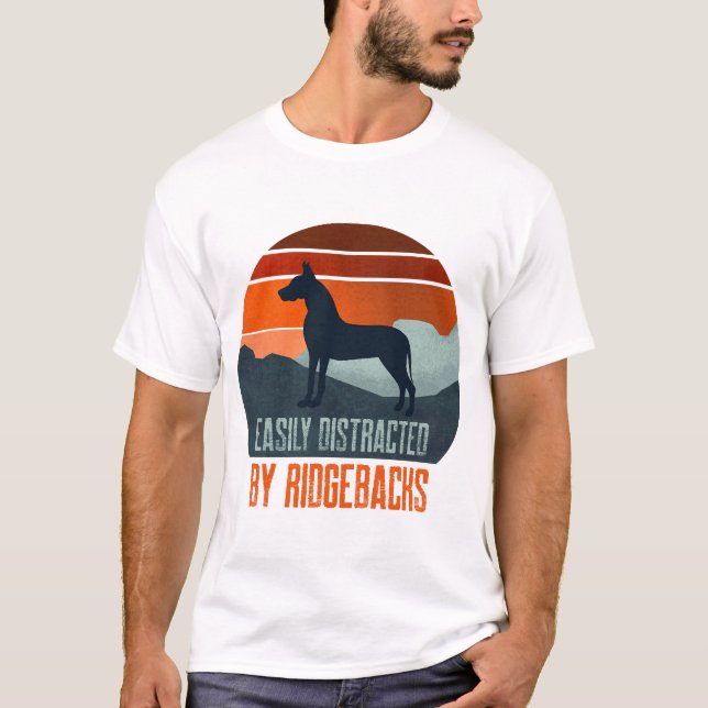Easily Distracted By Ridgebacks Dog Walking T-Shirt (Front)