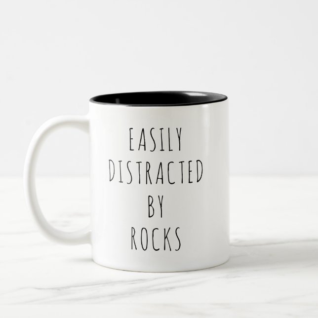 Easily Distracted By Rocks Funny Geologist Two-Tone Coffee Mug (Left)