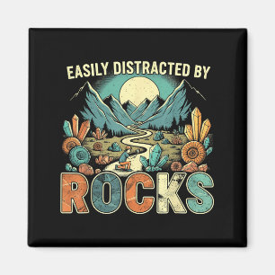 Easily Distracted By Rocks Geology Geologist Colle Magnet