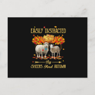 Easily Distracted By Sheeps And Autumn Fall Season Postcard