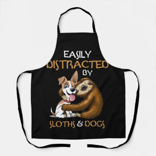 Easily Distracted By Sloths And Dogs Sloth Lover Apron