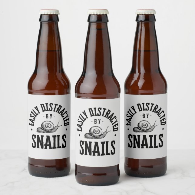 Easily Distracted By Snails Funny Beer Bottle Label (Bottles)