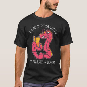 Easily Distracted By Snake And Books Python Viper  T-Shirt