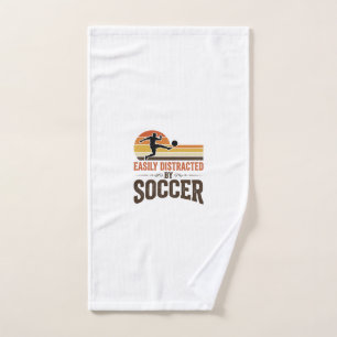 Easily Distracted By Soccer Vintage Shirt Design_1 Hand Towel