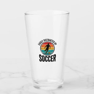 Easily Distracted By Soccer Vintage Shirt Design ( Glass