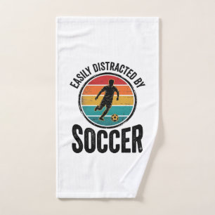 Easily Distracted By Soccer Vintage Shirt Design ( Hand Towel