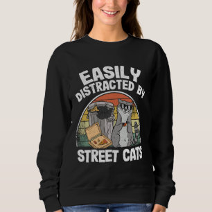 Easily Distracted By Street Cats Raccoon Sweatshirt