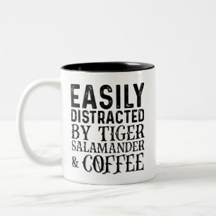 Easily Distracted By Tiger Salamander And Coffee Two-Tone Coffee Mug