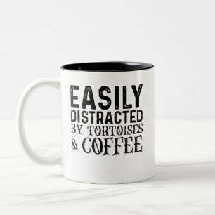 Easily Distracted By Tortoises And Coffee Two-Tone Coffee Mug