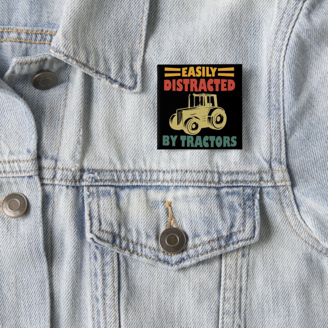 Easily Distracted By Tractors 15 Cm Square Badge (In Situ)
